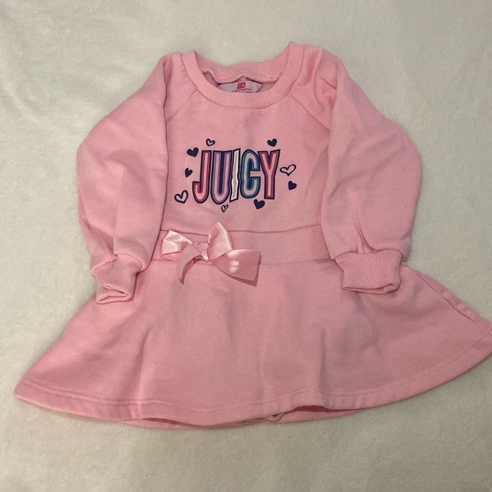 Juicy Couture Pink Girls' Long Sleeve Bow Skater Dress